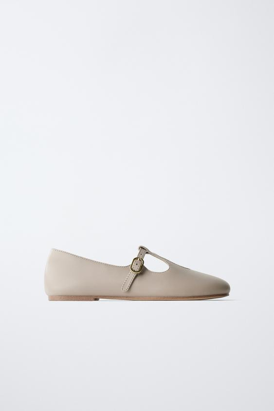 LEATHER BALLET FLATS | Zara US