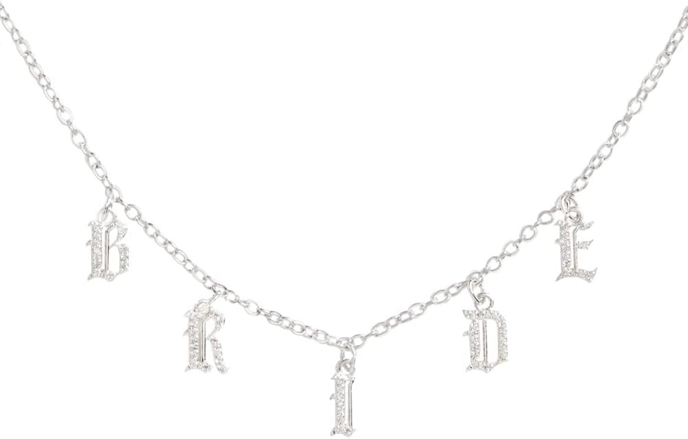 xo, Fetti Bride Necklace, 14" Choker, Silver Charm Letter Cubic Zirconia Jewelry, Gothic | Bachel... | Amazon (US)