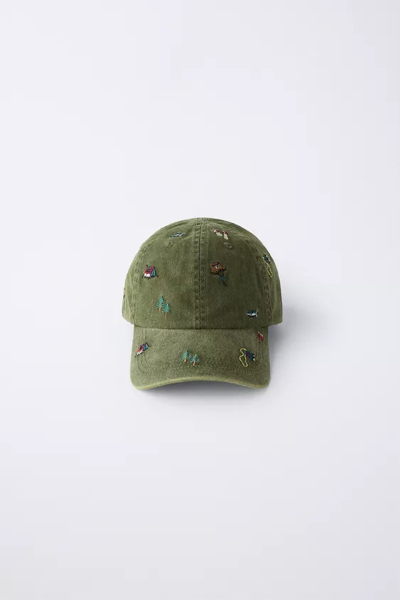 WASHED EFFECT EMBROIDERED FLORAL CAP | Zara US