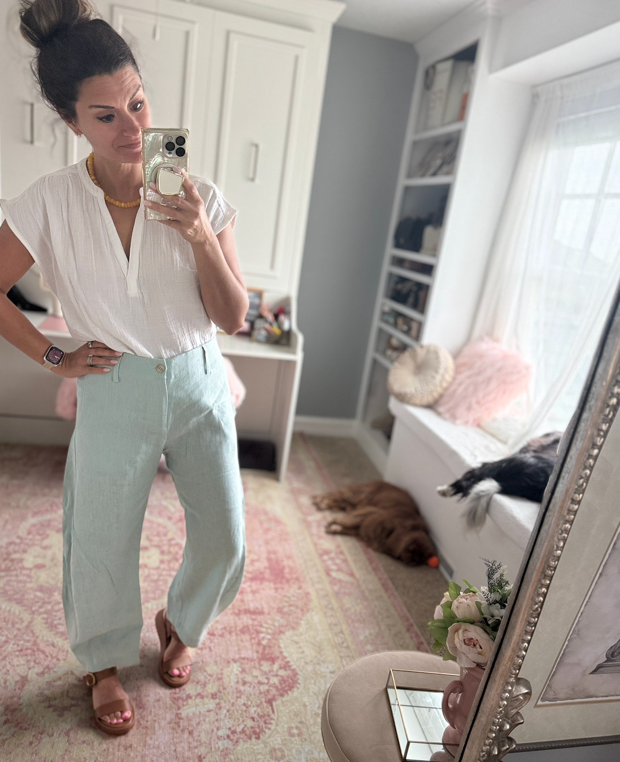 Cute barrel linen pants 

 