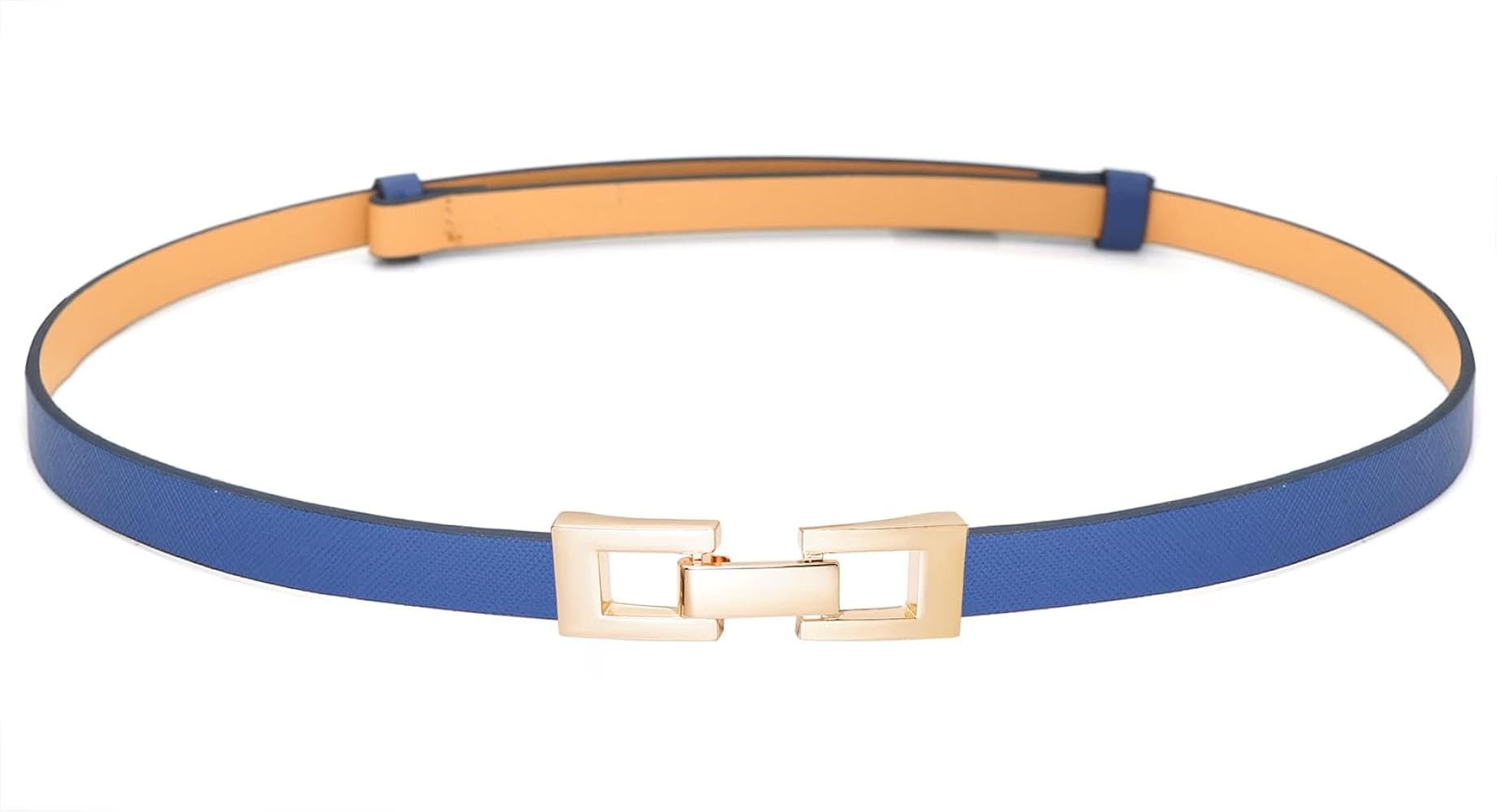 Initlove Women Skinny Leather Belt Thin Waist Belt for Dresses with Gold Buckle | Amazon (US)