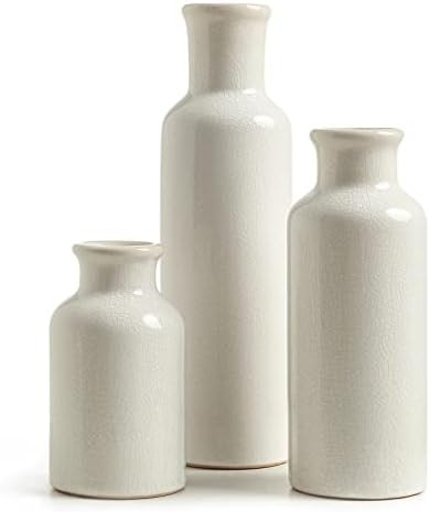 Ceramic Vase Set of 3, Small Flower Vases, Rustic Home Decor, Modern Farmhouse, Shelf Décor, Tab... | Amazon (US)