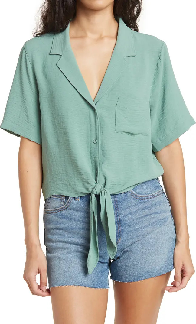 BCBGeneration Short Sleeve Button Tie Front Top | Nordstromrack | Nordstrom Rack