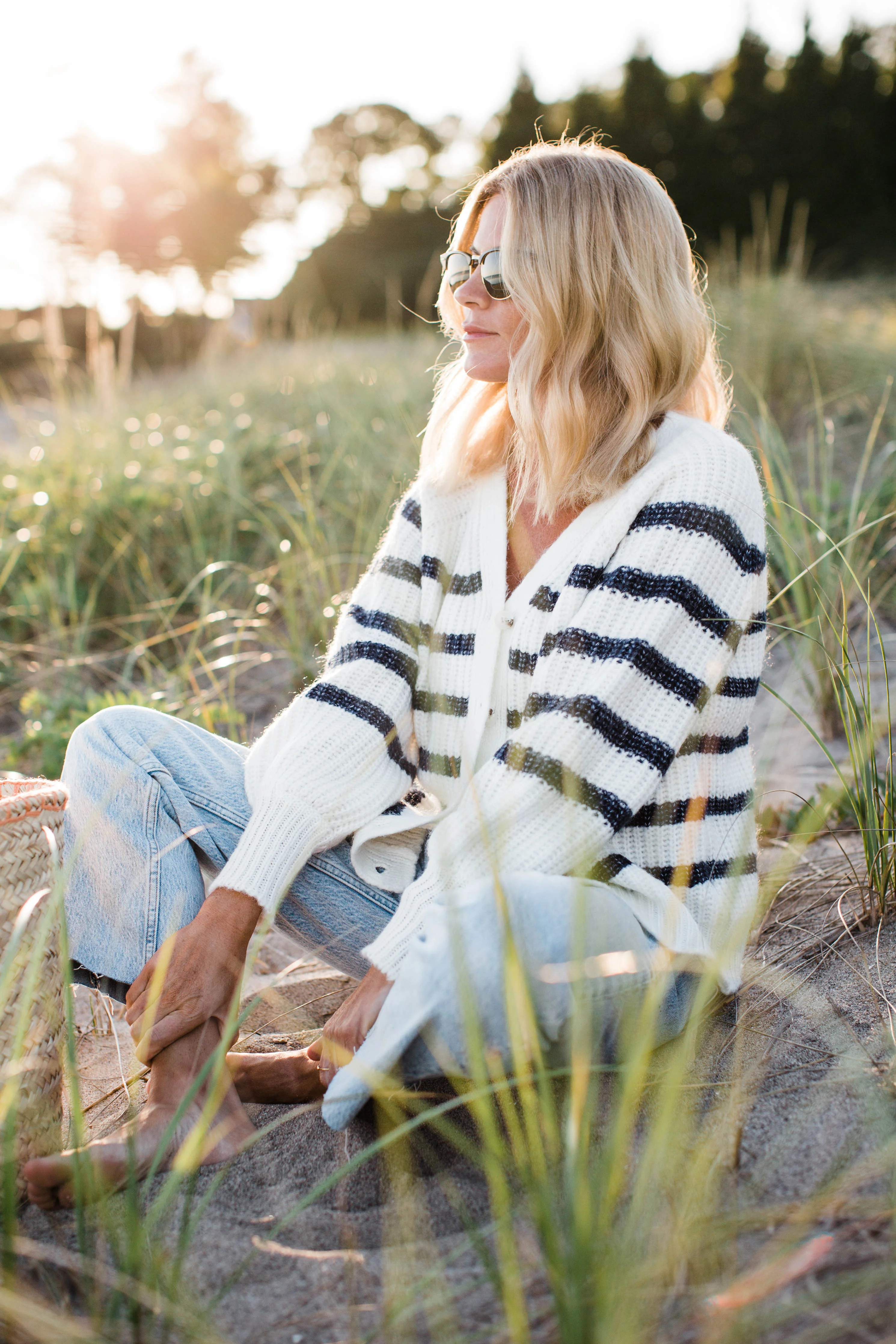 Sailor Striped Cardigan - Navy | Marea