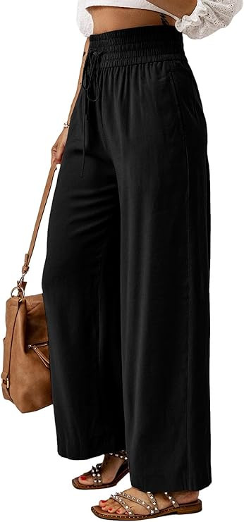 Acelitt Wide Leg Pants for Women High Elastic Waist Flowy Palazzo Pants Summer Casual Loose Comfy... | Amazon (US)