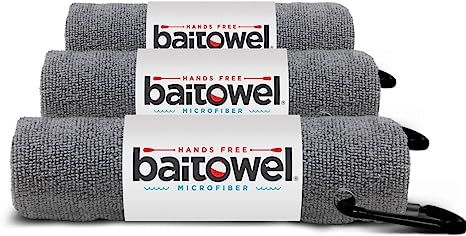 Bait Towel 3 Pack Gray | Hands Free Microfiber Fishing Towels (Overcast Gray) | Amazon (US)