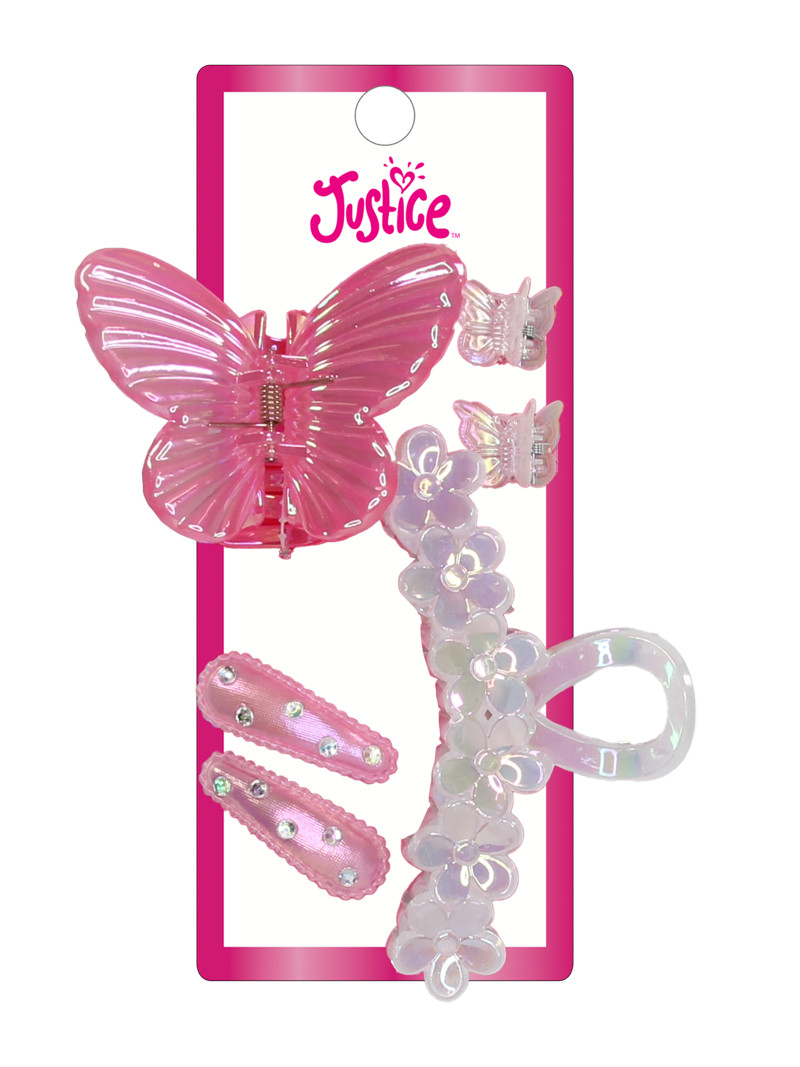 Justice Girl's Assorted Hair Clip Set, 6-Piece, Pink | Walmart (US)