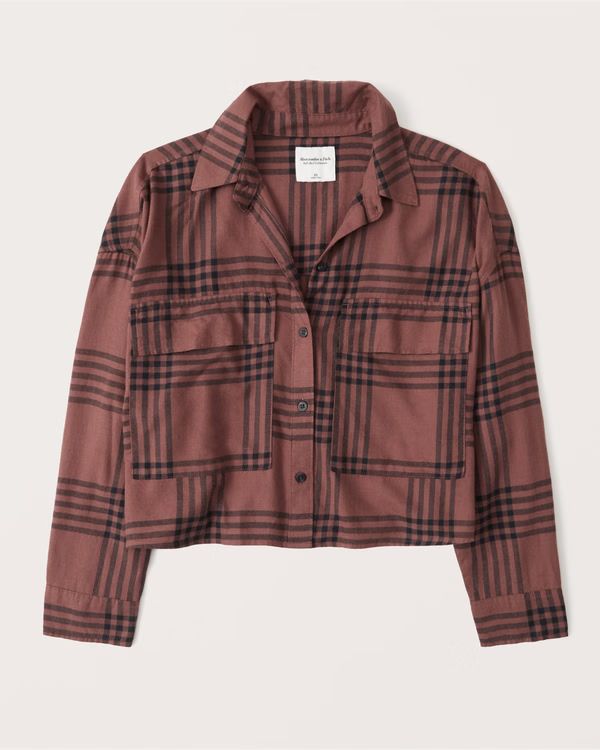 Women's 90s Cropped Flannel | Women's Up To 50% Off Select Styles | Abercrombie.com | Abercrombie & Fitch (US)