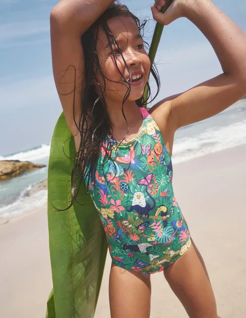Cross-back Printed Swimsuit | Boden UK