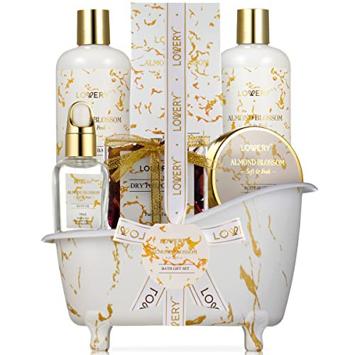Birthday Gifts from Daughter Bath and Body Gift Basket for Women and Men, Relaxing Spa Gifts, Almond Blossom Bath Gift Set for Women, Pampering Self Care Package for Birthday, Best Friend, Mom Gift | Amazon (US)