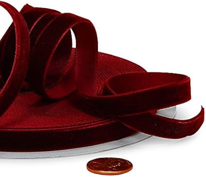 Paper Mart Burgundy Velvet Ribbon, 3/8" x 25 Yd | Amazon (US)