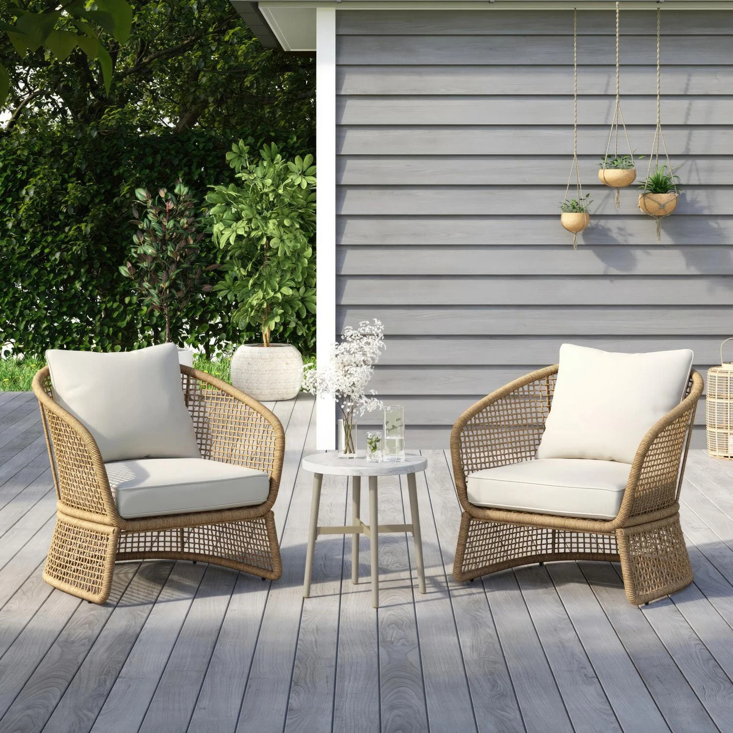 HOMETRENDS Lasso Steel 3-Piece Outdoor Chat Set with Cushions, Brown | Walmart (CA)