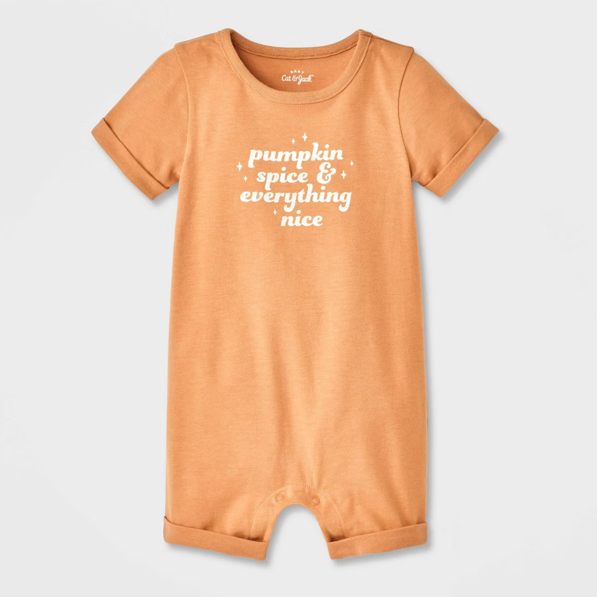 Baby Pumpkin Spice & Everything Nice Shorts Sleeve Romper - Cat & Jack™ Brown Newborn | Target