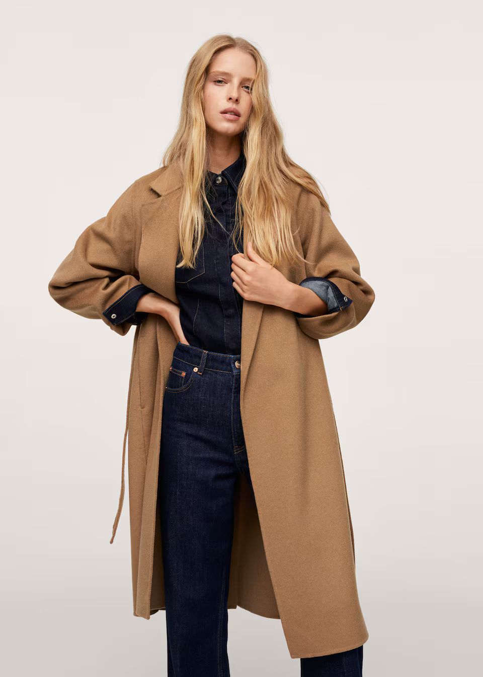 Woolen coat with belt | MANGO (US)