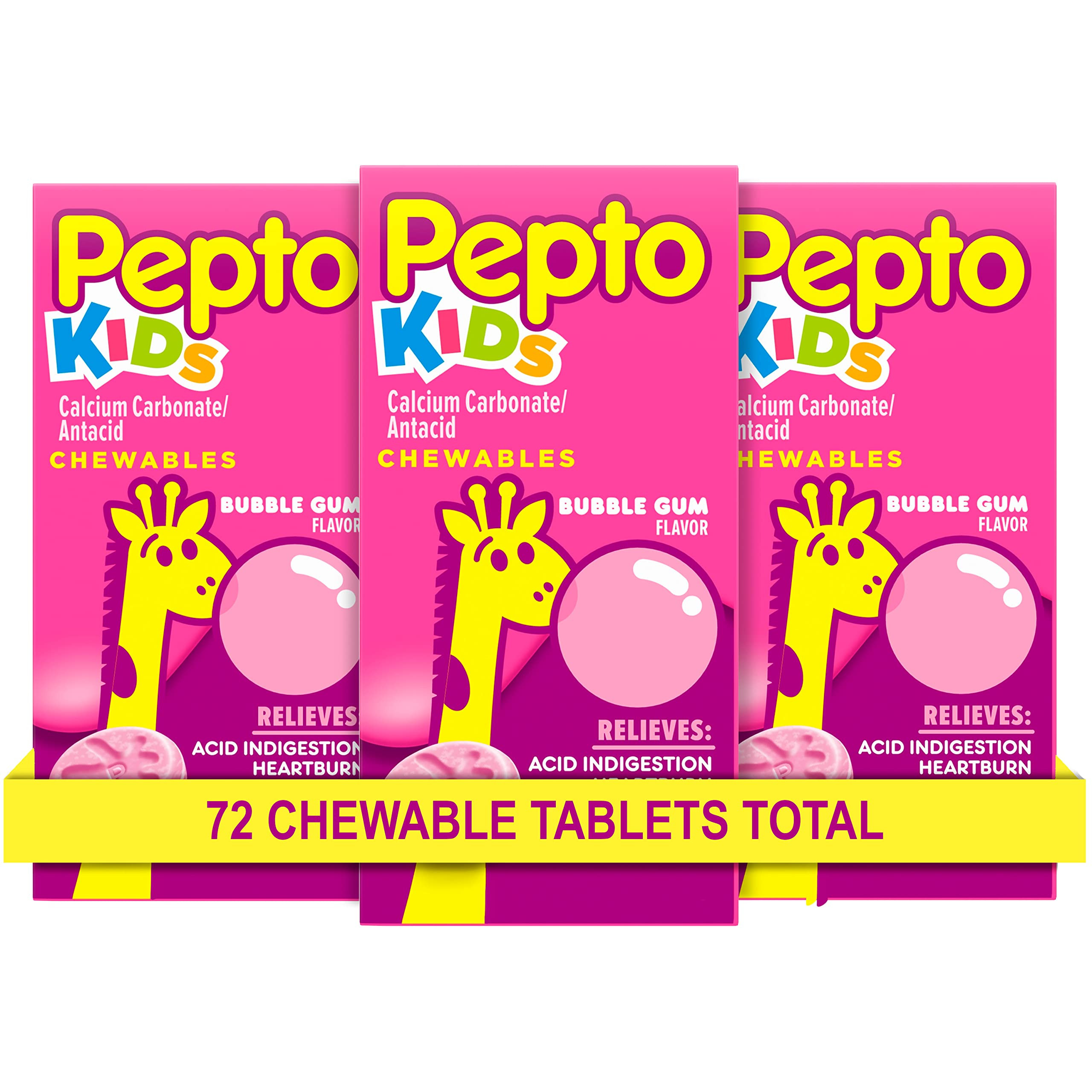 Pepto Kid's Chewable Tablets for Heartburn, Acid Indigestion, Sour Stomach, and Upset Stomach, Bu... | Amazon (US)