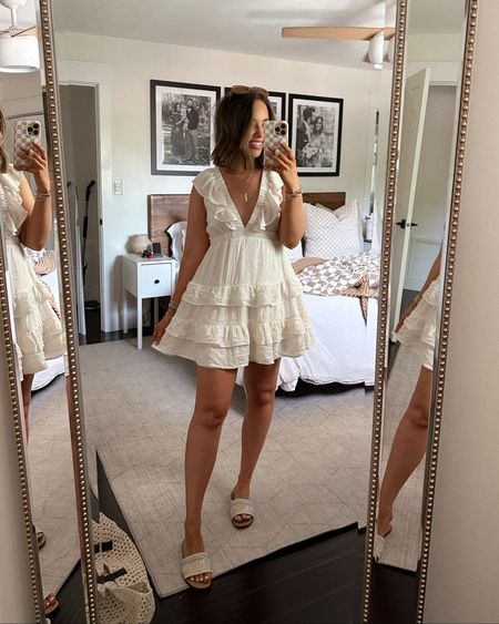 Ruffled dress — love the silhouette of this one! In a size medium. So affordable!!! Code MAKAYLA15 for 15% off of your order🥰🥰

Dress Up, shop dress up, white dress, summer dresses, ruffled dress, boho dress 

#LTKFind #LTKunder50