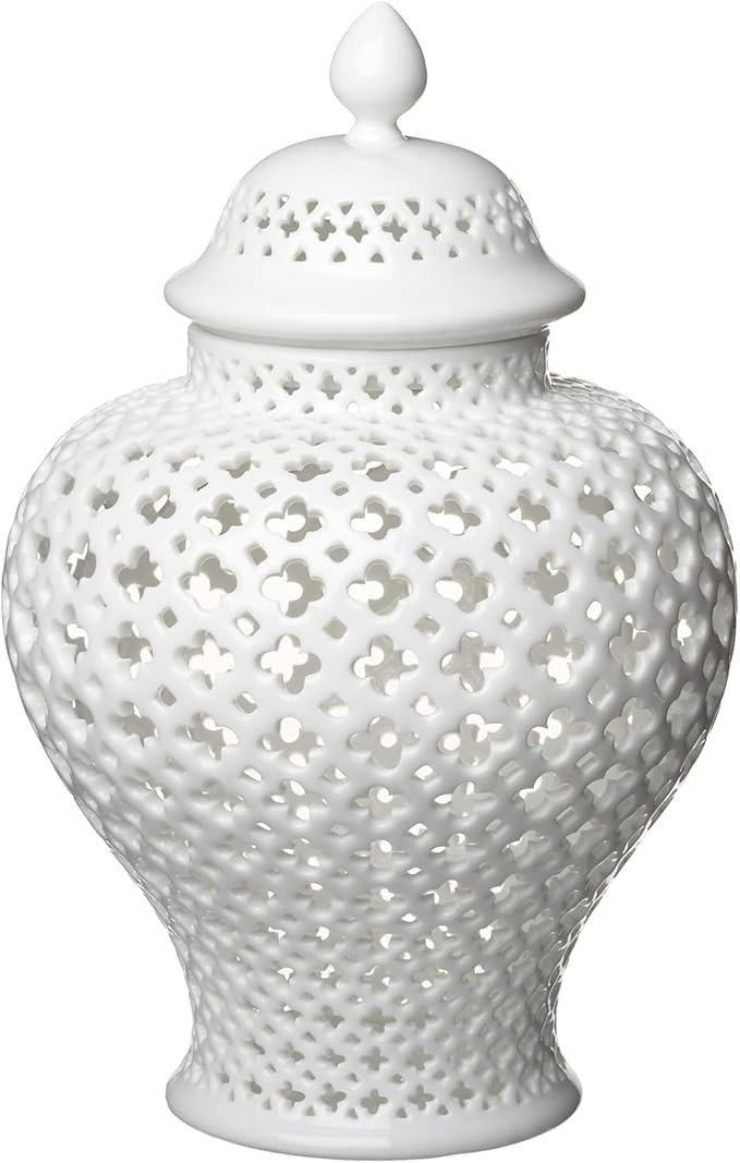 Two's Company Carthage Medium Pierced Covered Candle Lantern Decor, Indoor/Outdoor Porcelain Tabl... | Amazon (US)