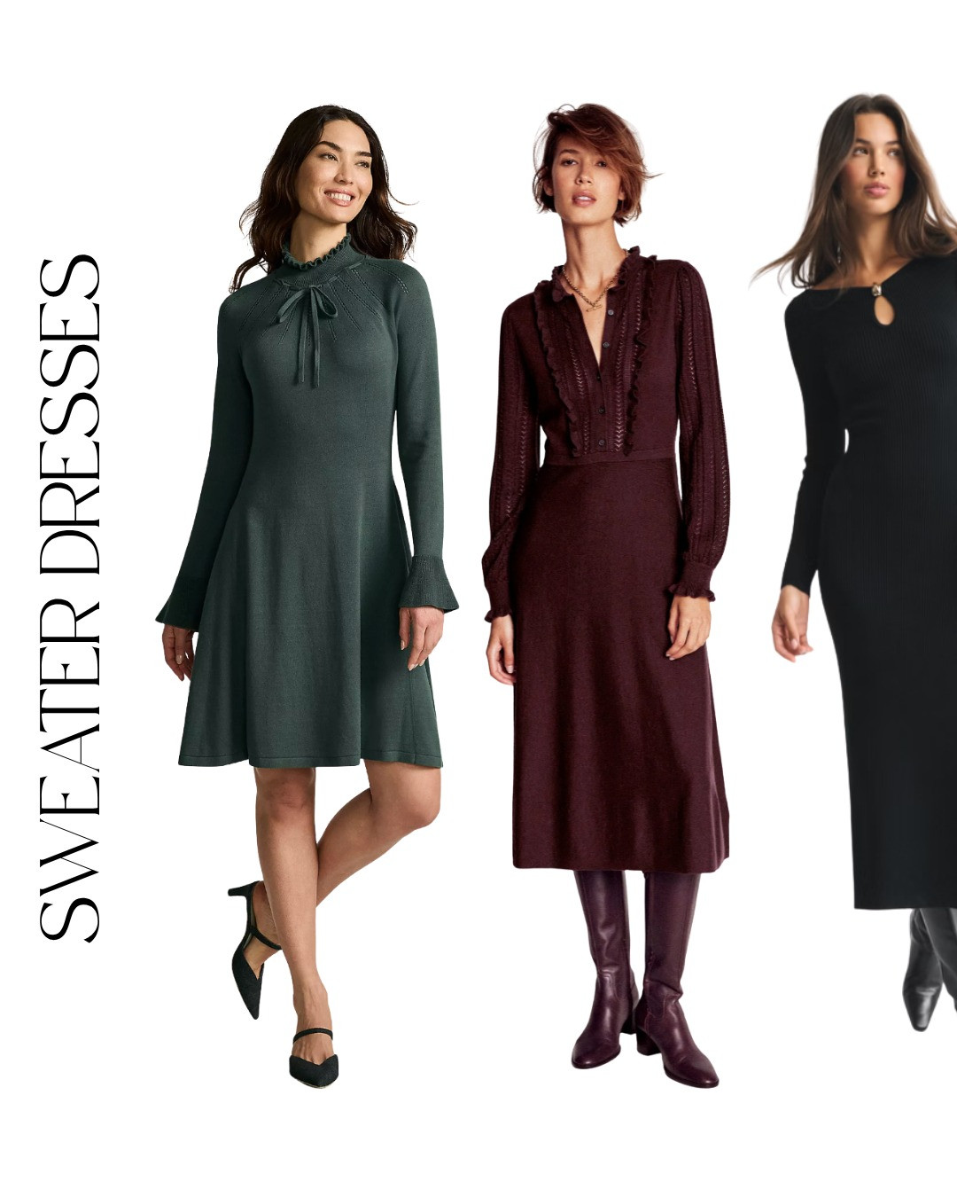 Sweater dresses under $250
[Olive sweater Midi Dress, Black Hardware Keyhole Maxi Sweater Dress, burgundy Super-stretch ruffle sweater-dress, English Factory Long-Sleeve Cable Knit Mini Dress, Sweater Lace Twofer Midi Dress, winter dresses, casual dress, Boden Frilled Knitted Dress, green  Gauge Cotton Fit and Flare Sweater Dress, Lands End, Parker Gold Button Sweater Dress, brown Sweater Dress]  

 #LTKSeasonal