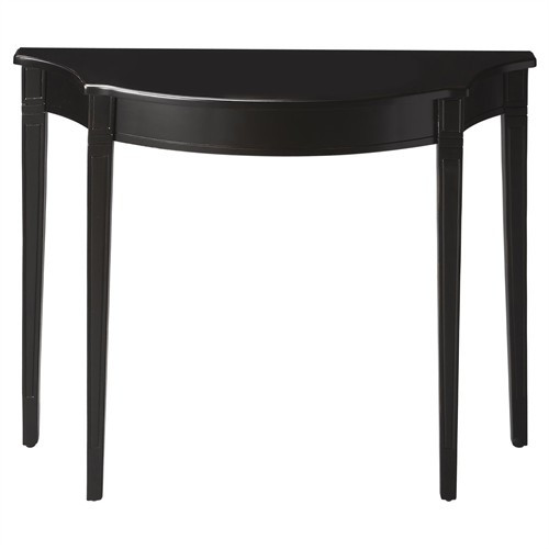 Charles French Country Black Wood Demilune Console Table | Kathy Kuo Home