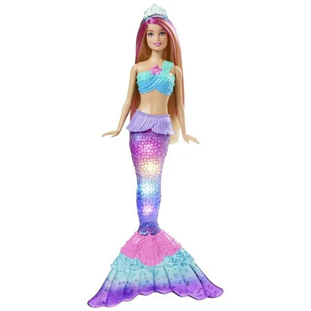 Barbie Fantasy Mermaid Doll with Water-Activated Twinkle Light-Up Tail and Pink-Streaked Hair | Walmart (US)