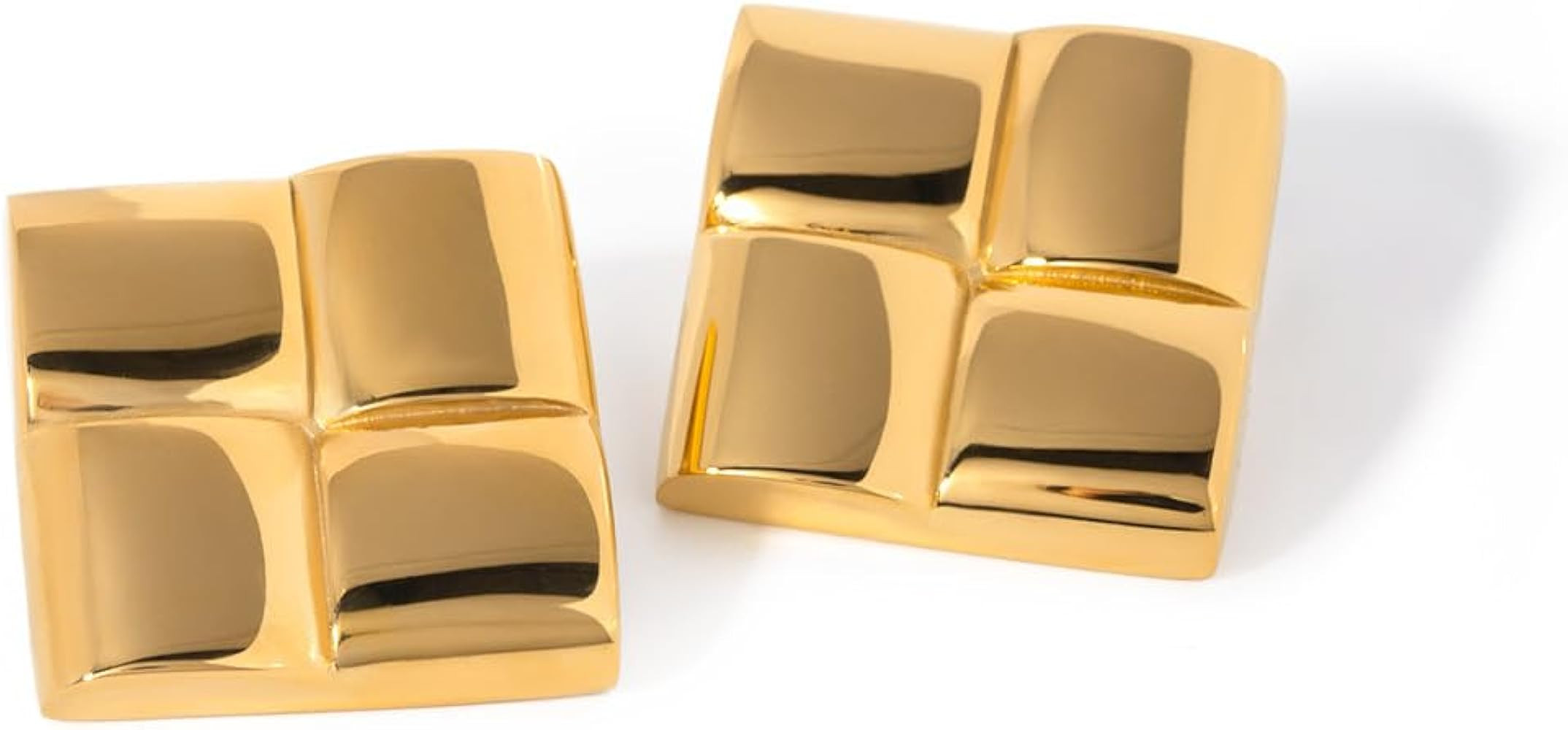 Gold Silver Statement Chunky Button Stud Earrings Vintage Geometric Square Button Earrings Dainty... | Amazon (US)