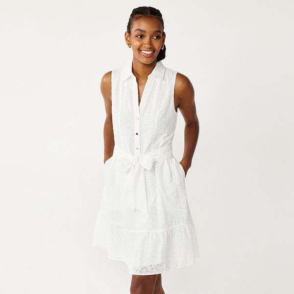 Women's DRAPER JAMES RSVP™ Button Front Sleeveless Shirt Dress | Kohl's