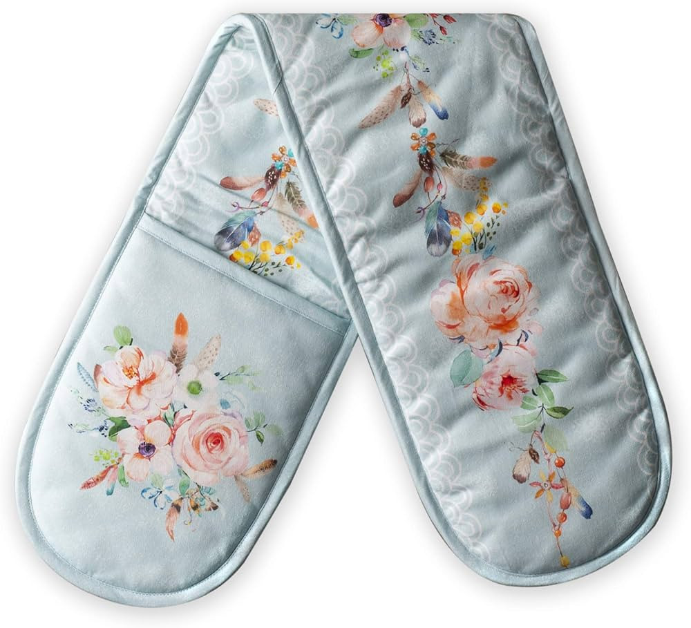 Maison d' Hermine Double Oven Mitt 100% Cotton Cooking Gloves 7"x35" BBQ Oven Mitts Heat Resistan... | Amazon (US)