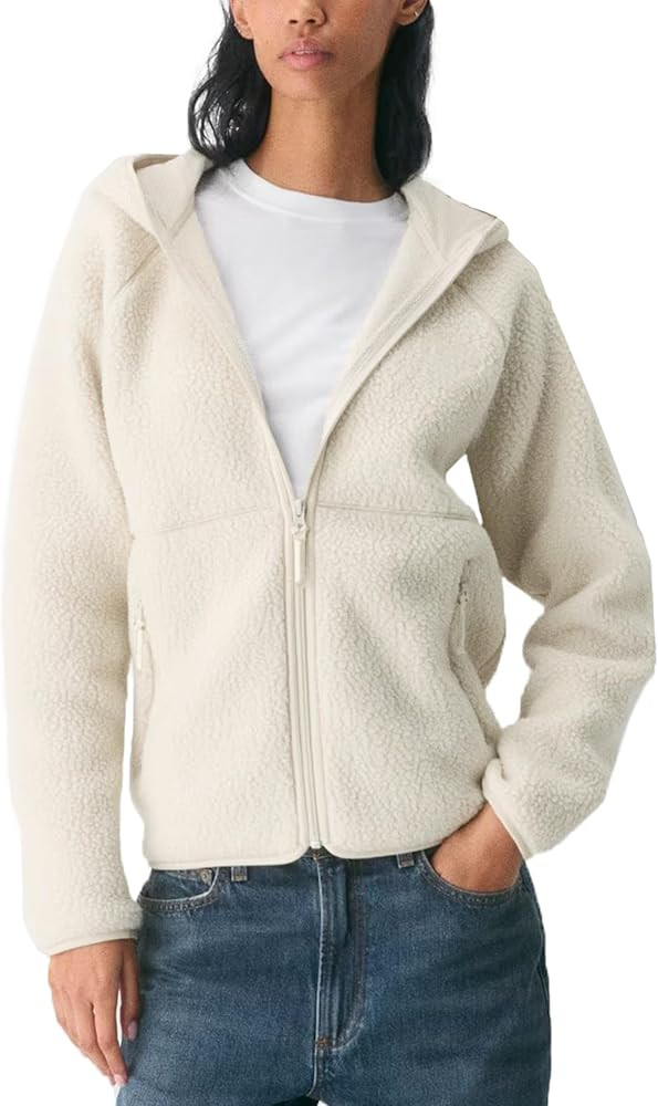 Fleece Jacket Women Full Zip up Sherpa Jackets Fuzzy Hooded Sweatshirts with Pockets 2025 | Amazon (US)