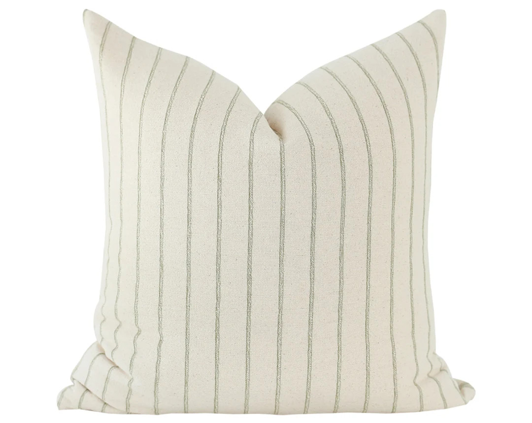 Green Striped Pillow Cover, Hmong Stripe Pillow, Hmong Pillow Cover, Hemp Pillow Cover, Designer ... | Etsy (US)