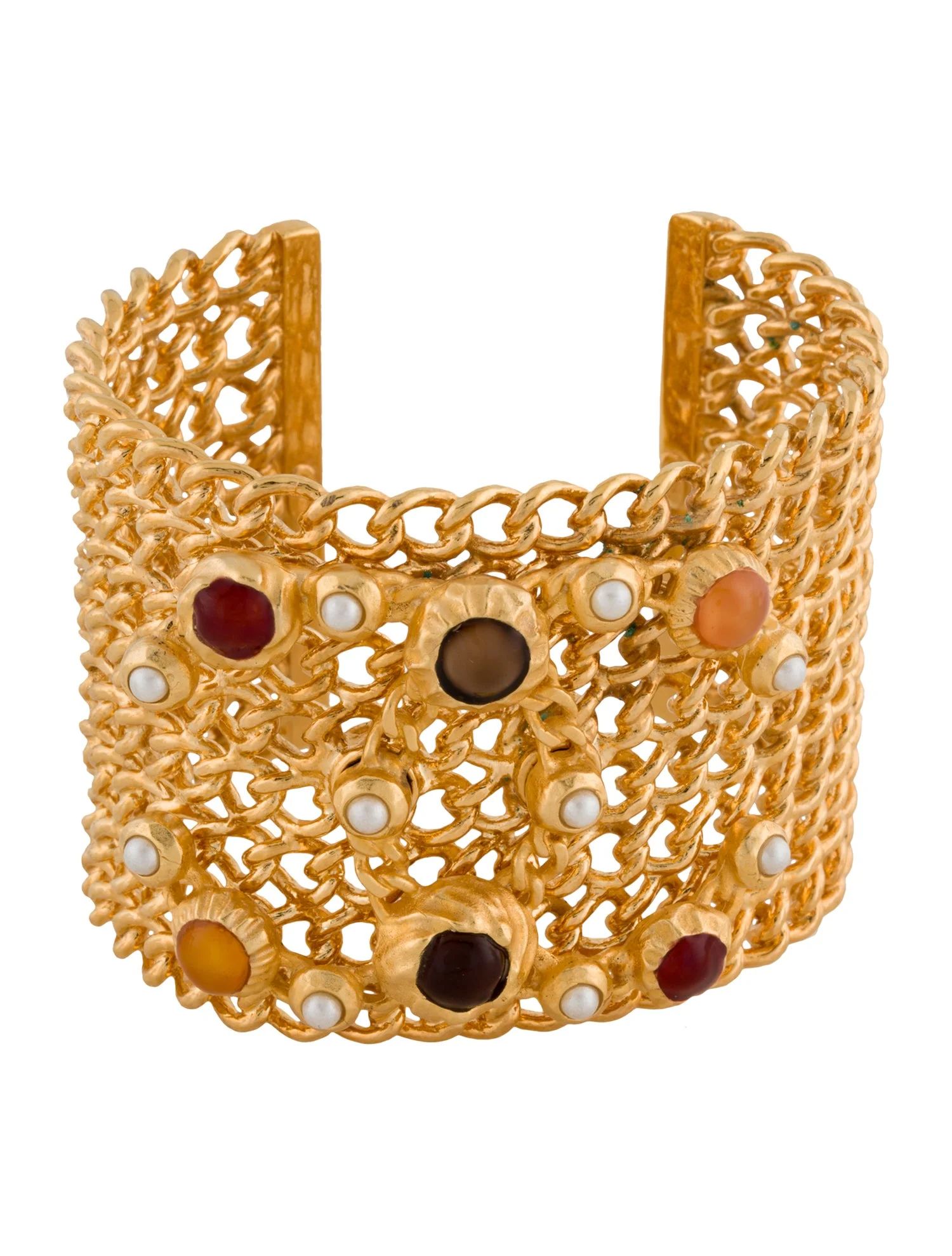 Faux Pearl & Resin CC Cuff Bracelet | The RealReal