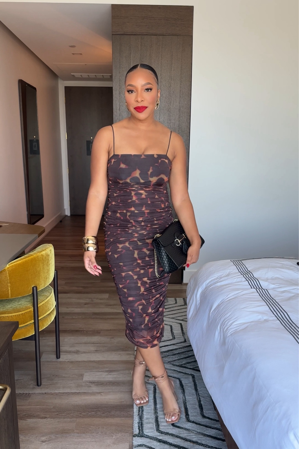 OBSESSED with this date night look from head to toe😍 the red lip, slick back bun, midi dress and strappy sandal combo was IT!

#LTKBeauty #LTKFindsUnder50 #LTKStyleTip