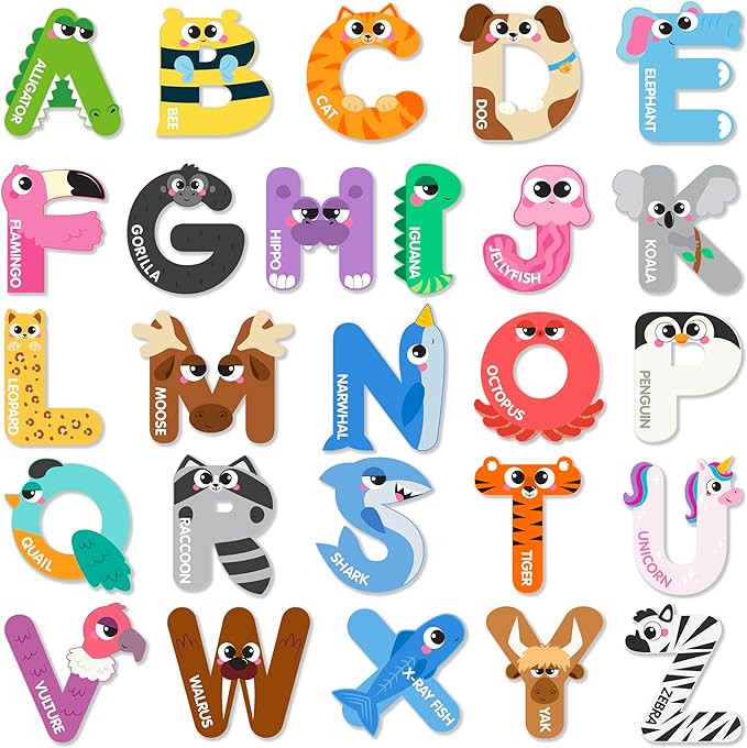 JOYIN Magnetic Letters, Animal Alphabet Fridge Magnets for Toddlers 3 4 5 Years Old, 26 Uppercase... | Amazon (US)