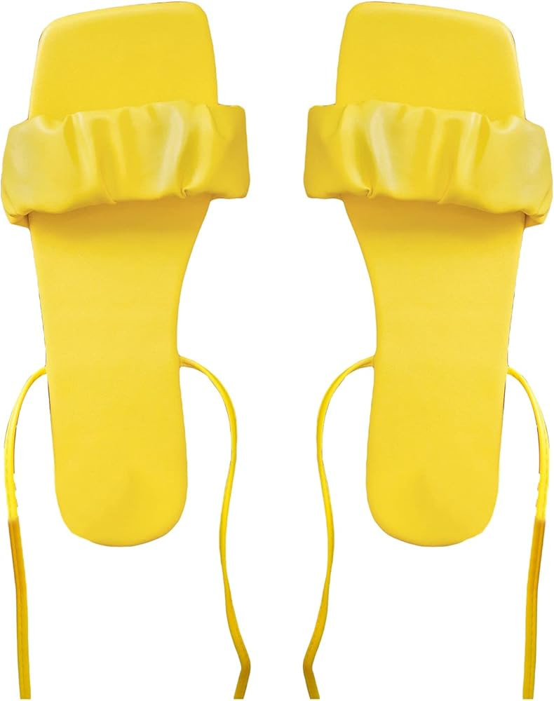 GORGLITTER Lace Up Strappy Flat Sandals Ruched Wrap Open Toe Slide Sandals | Amazon (US)