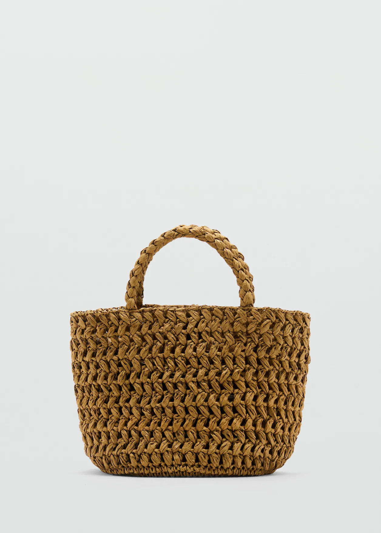 Natural-fiber double-handle bucket bag - Women | MANGO USA | Mango (US/MX/AU)