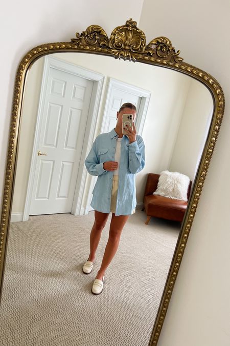 Obsessed with these loafers and this oversized chambray shirt! 🤍 

#LTKfindsunder100 #LTKSeasonal #LTKworkwear
