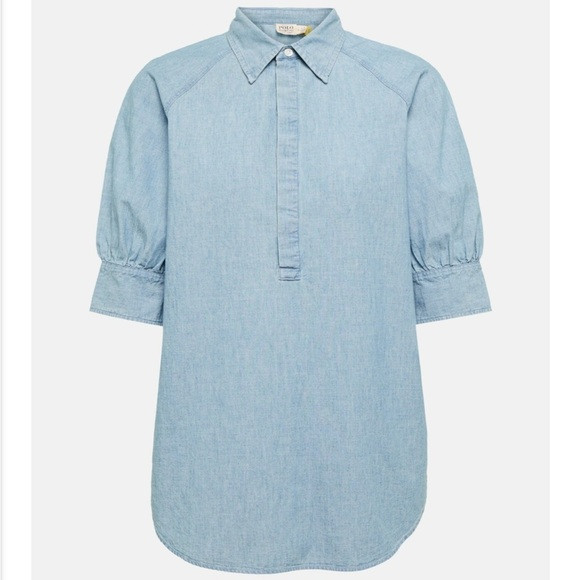 Polo Ralph Lauren cotton chambray blouse denim short sleeve top NWT | Poshmark