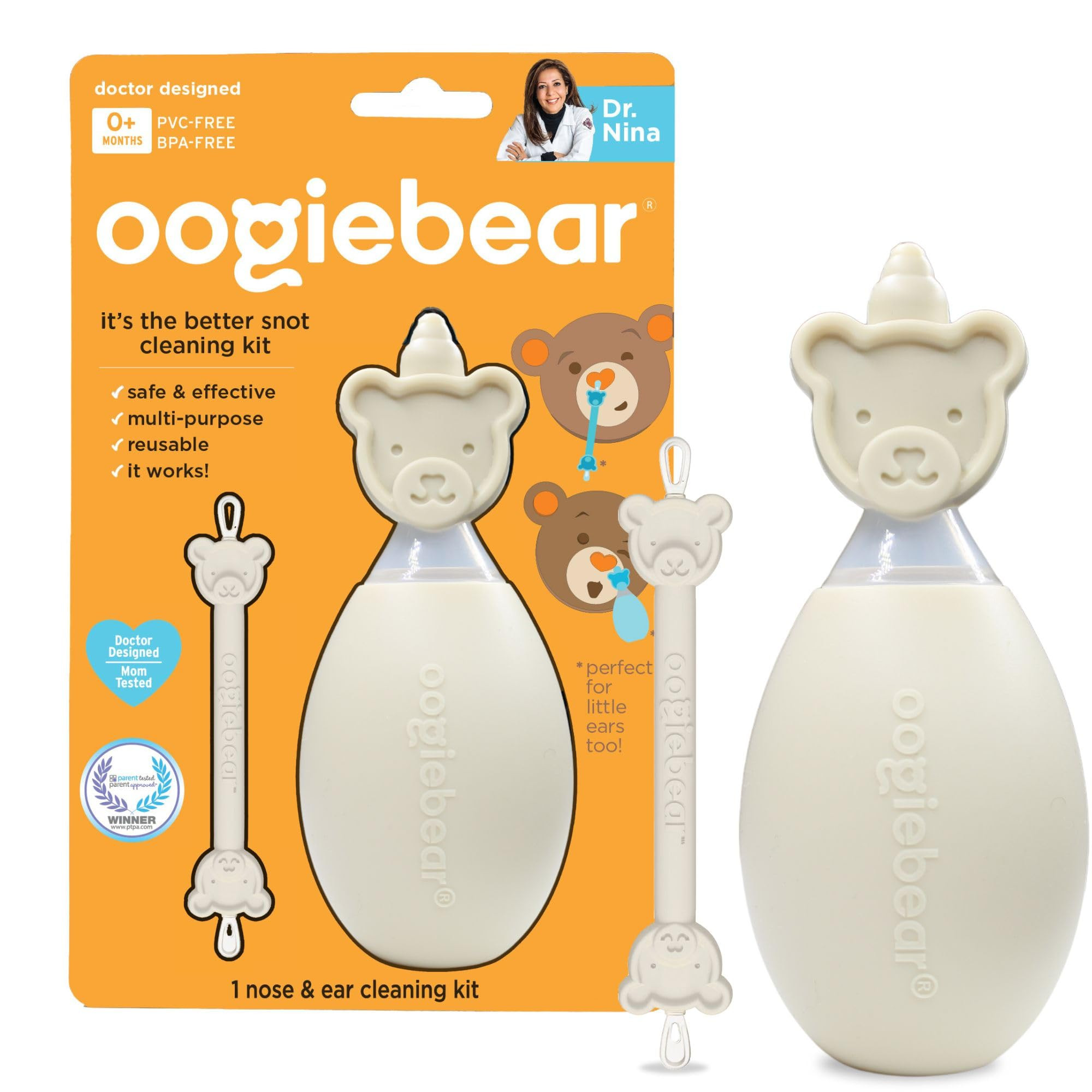 oogiebear BearPair Silicone Bulb Baby Nasal Aspirator and Ear & Nose Syringe, Safely Sucks Snot a... | Amazon (US)