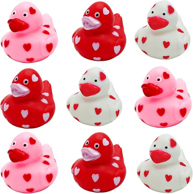 4E's Novelty 24 Pack Valentines Day Rubber Ducks - Bulk 2" Heart Themed Duckies for Jeep Ducking,... | Amazon (US)
