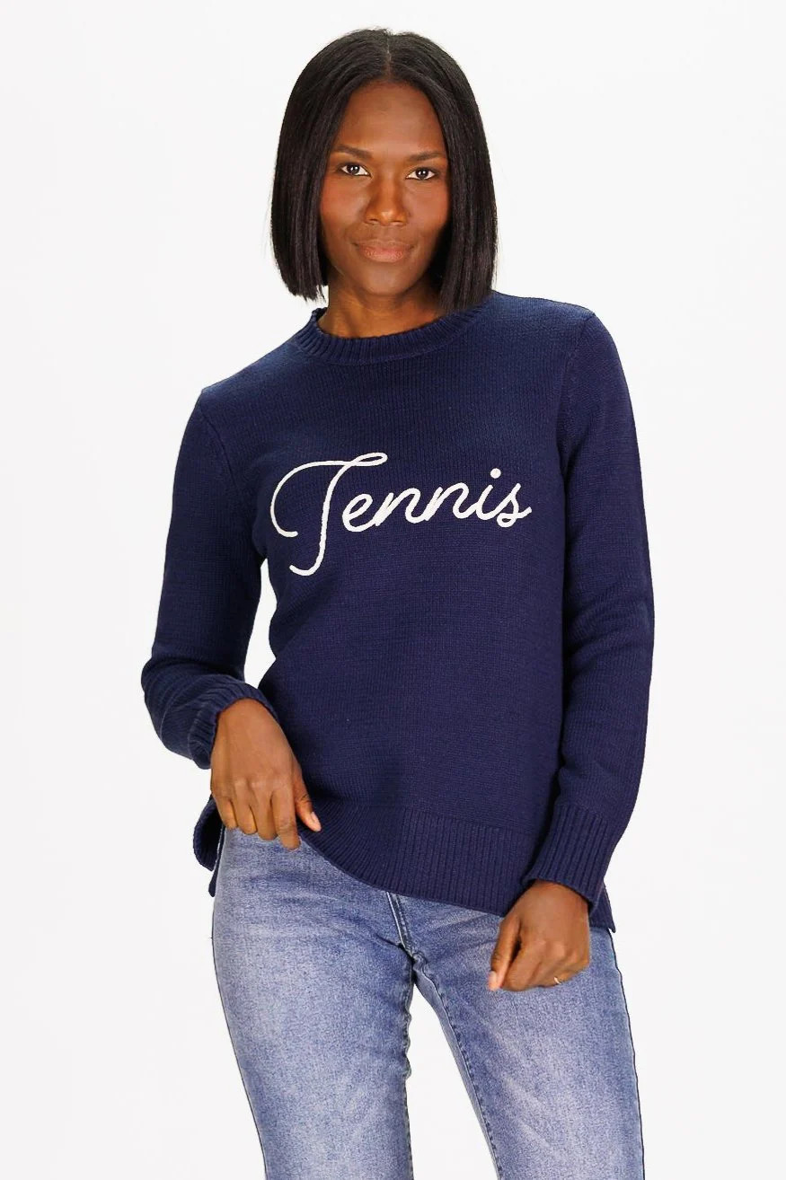 'Tennis' Casual Crew Neck Sweater | Duffield Lane