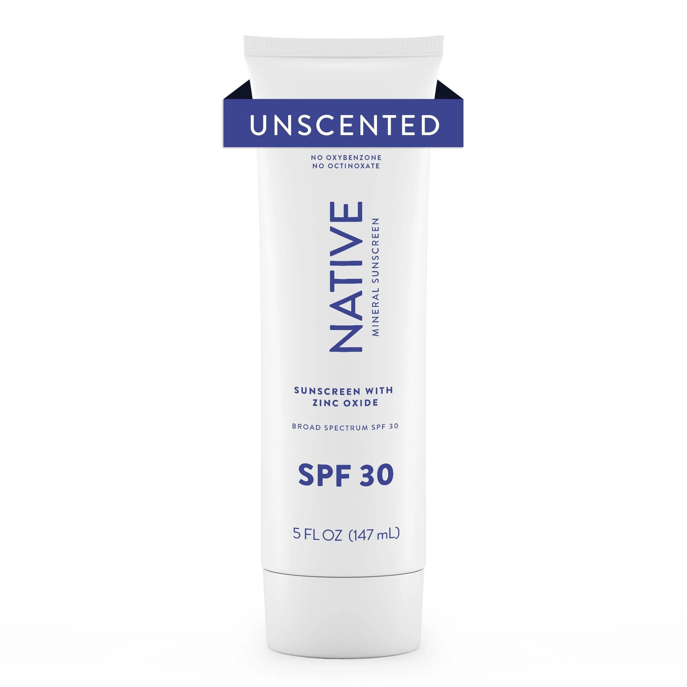 Native Unscented Mineral Sunscreen Lotion SPF 30, 5.0 oz - Walmart.com | Walmart (US)