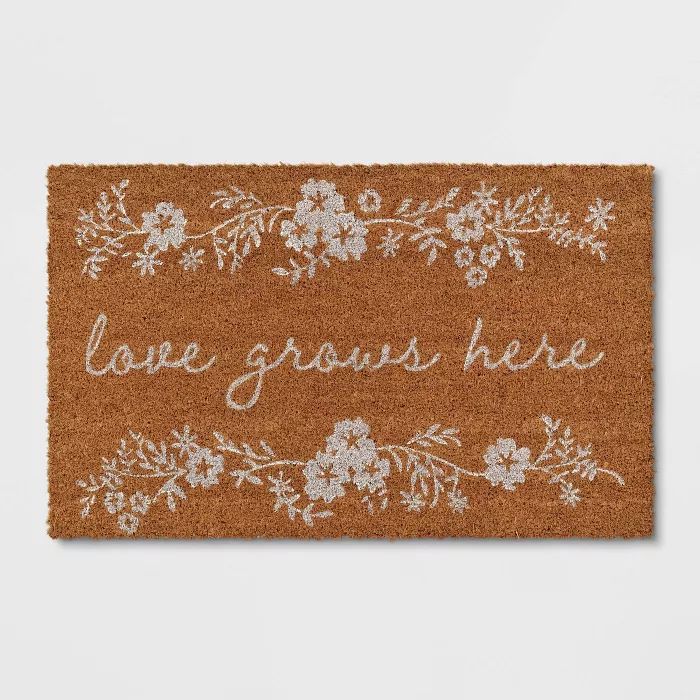 1'6"x2'6" Love Grows Here Door Mat True White - Threshold™ | Target