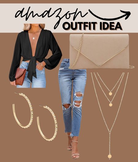 Amazon outfit idea, black crop top, going out outfit, gold jewelry, girls night out, date night, amazon finds 

#LTKshoecrush #LTKstyletip #LTKitbag