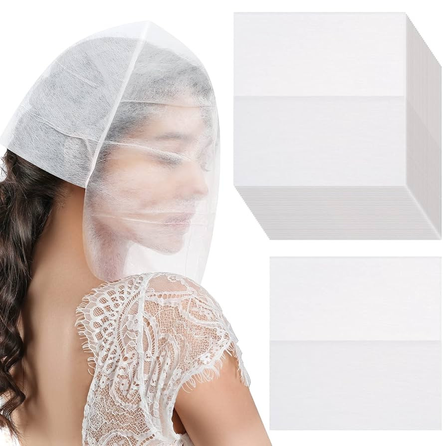 Tegeme 50 Pieces Face Makeup Protector Hood Disposable Cosmetic Mask Beauty Makeup and Clothing D... | Amazon (US)