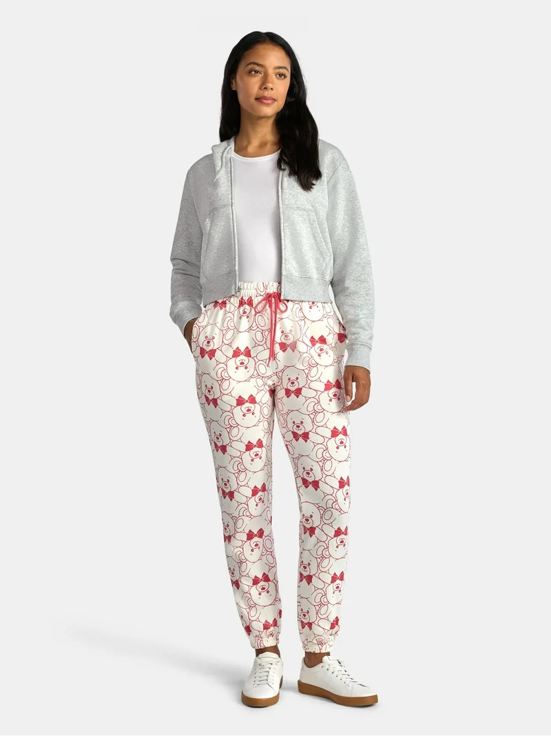 Women's Holiday Teddy Bear Print Jogger Pants, Sizes XXS-XXL | Walmart (US)