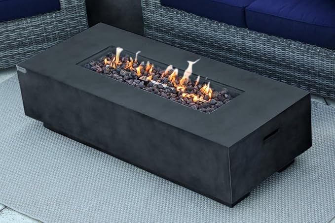 56" Modern Concrete Outdoor Propane Gas Fire Pit Table in Gray | Amazon (US)