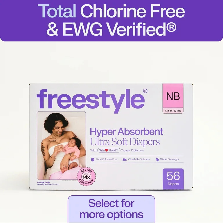 Freestyle Hyper Absorbent Ultra Soft TCF Baby Diapers, Size Newborn, 56 Count (Select for More) | Walmart (US)
