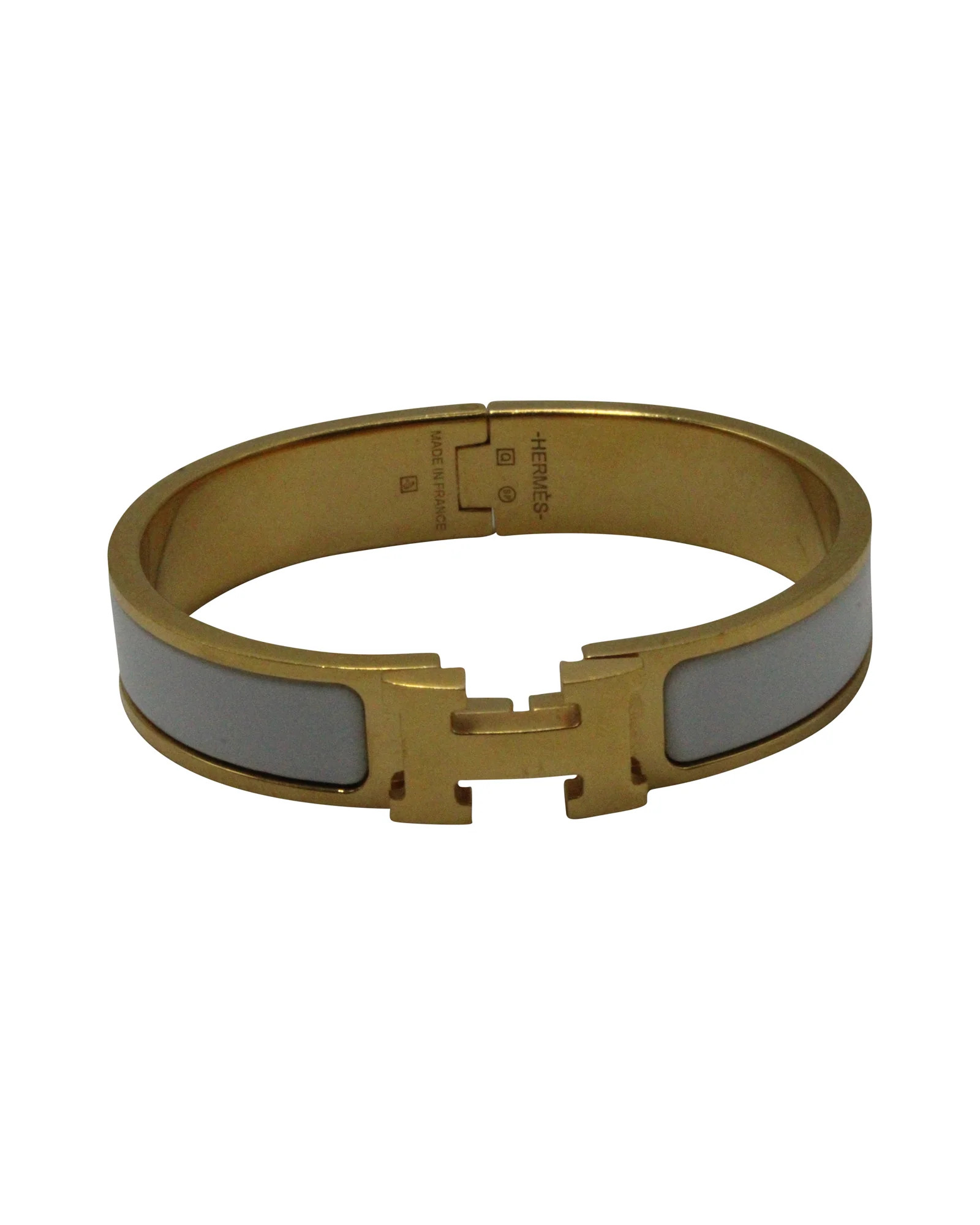 Hermès Enamel Clic Clac H Bracelet in Gold Metal | Shop Simon