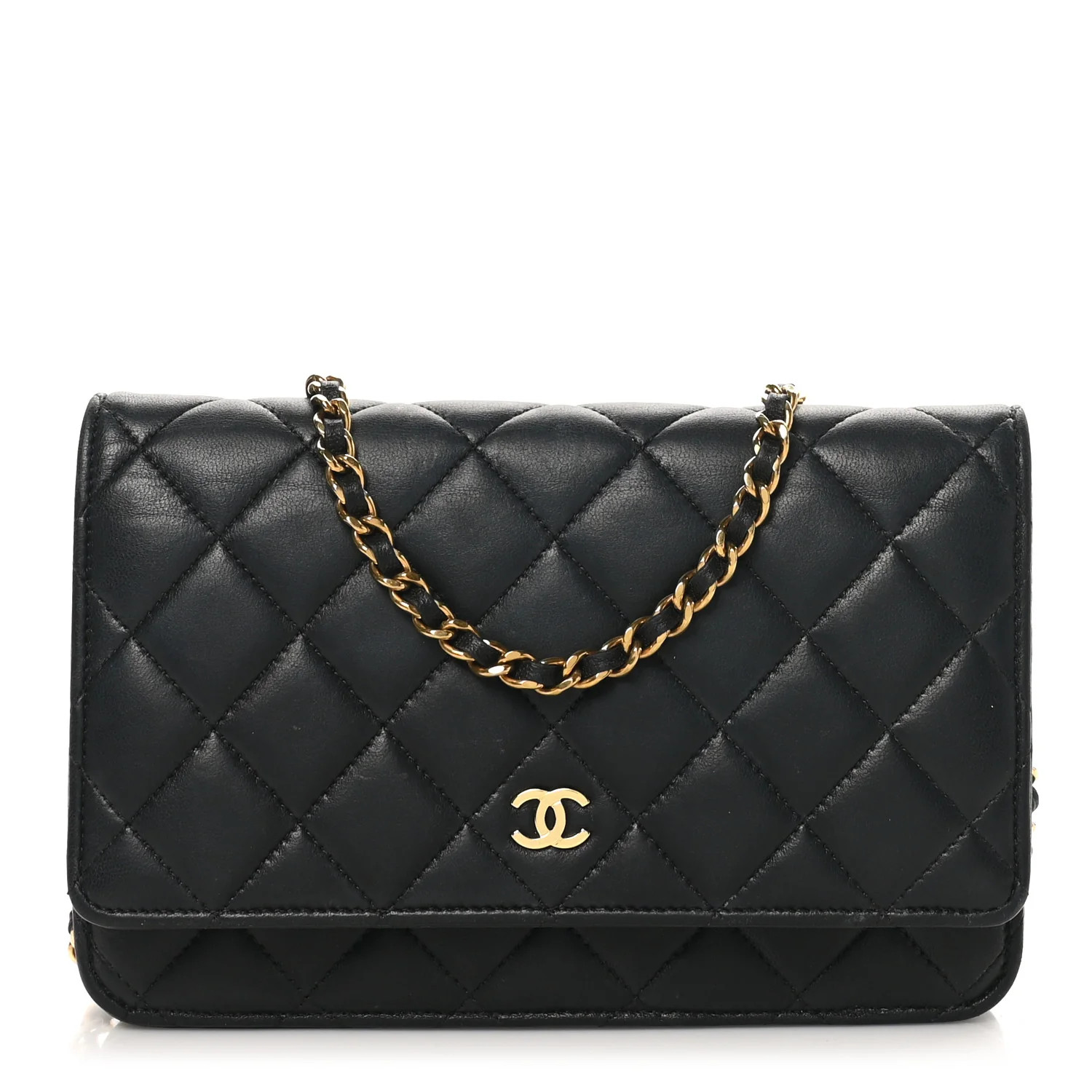 Chanel Lambskin Quilted Wallet On Chain WOC Black 1703533 | FASHIONPHILE (US)