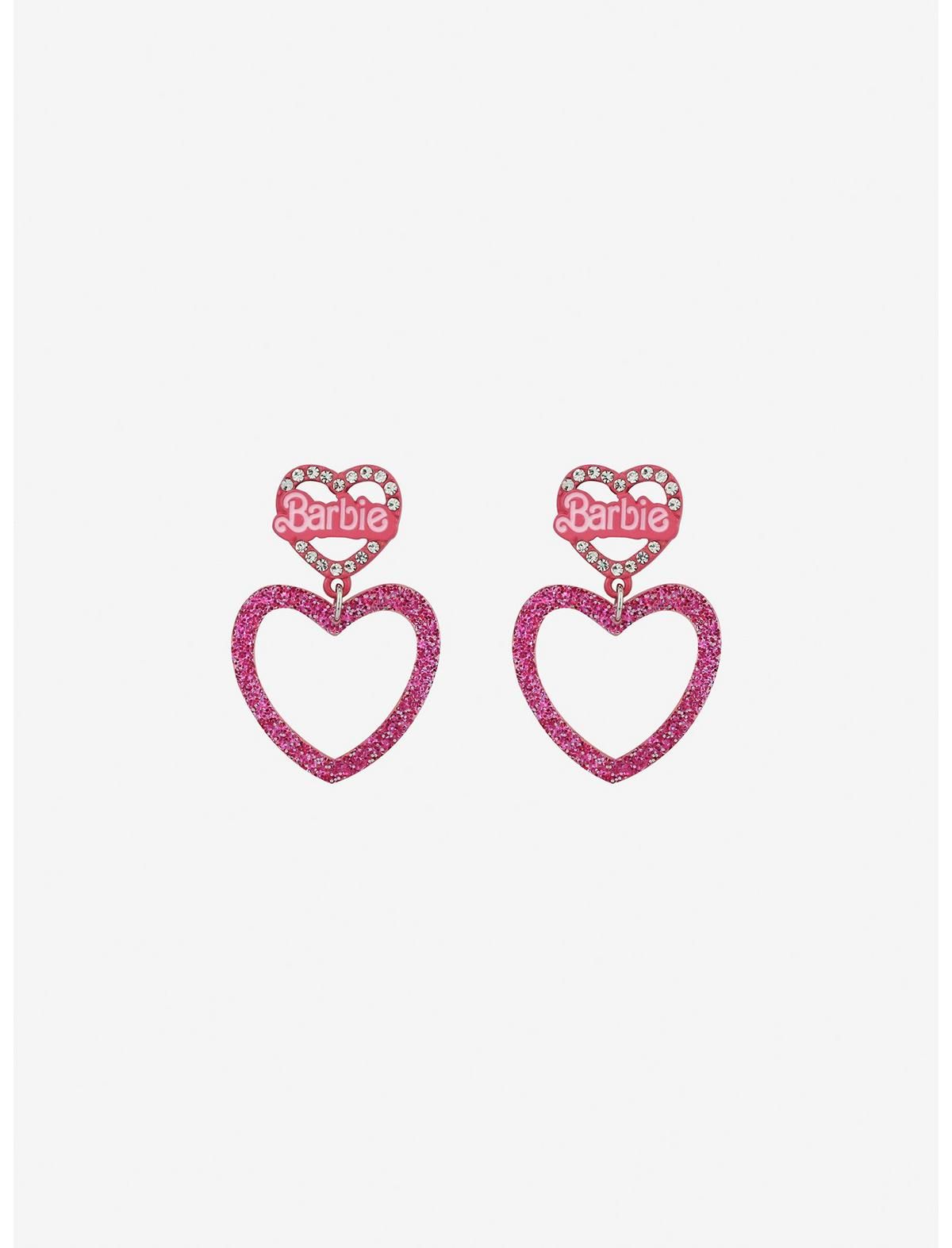 Barbie Bling Glitter Heart Earrings | Hot Topic | Hot Topic