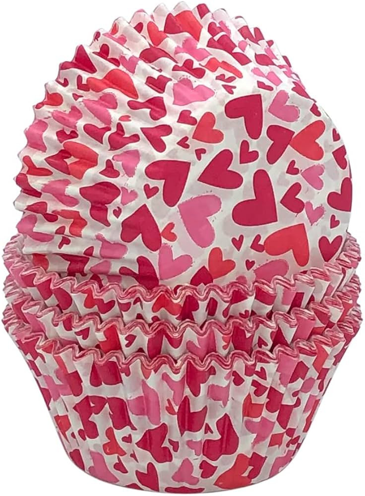 Heart Cupcake Liners Paper Standard Baking Cups for Valentine's Day and Wedding, 100-Count | Amazon (US)